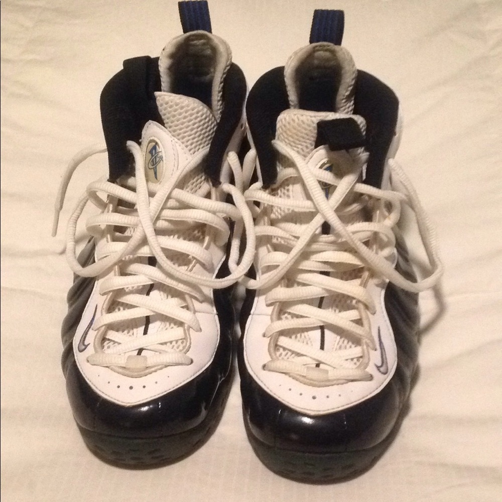 Blue and white sneakers